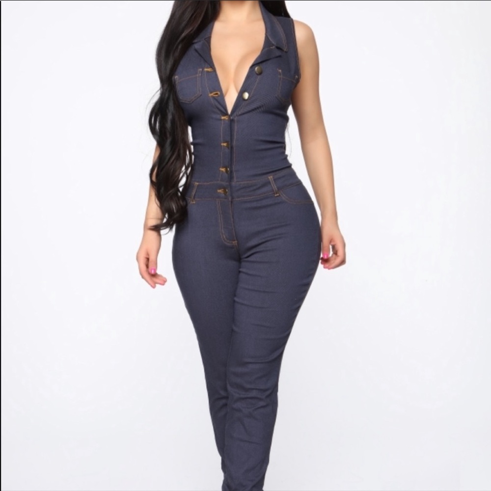 Denim super stretchy pant suit